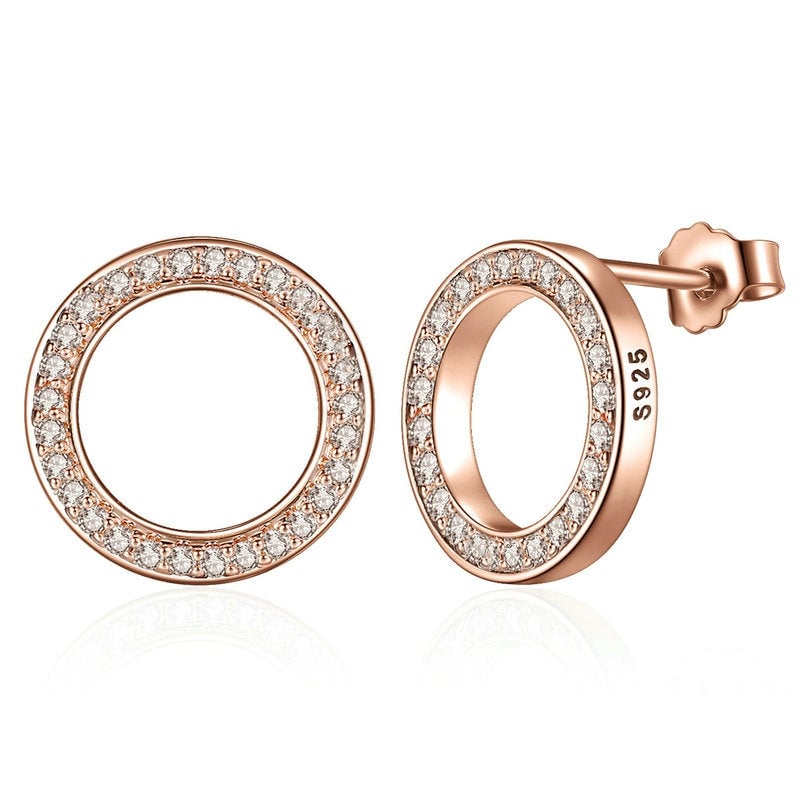 Boucles d’Oreilles Cercle Lumineux <titolo_esteso><span>en argent 925 plaqué or rose avec zircons blancs</span></titolo_esteso>