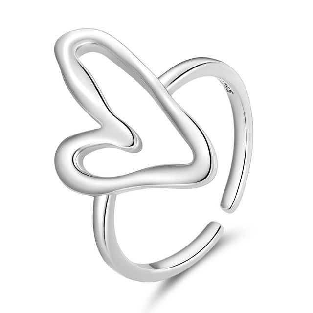 Bague Coeur <myopt><span>Argent Sterling 925 plaqué or blanc – ajustable</span></myopt>