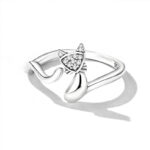 Bague Chat en argent 925 plaqué or blanc ajustable avec zircons blancs - Photo 4
