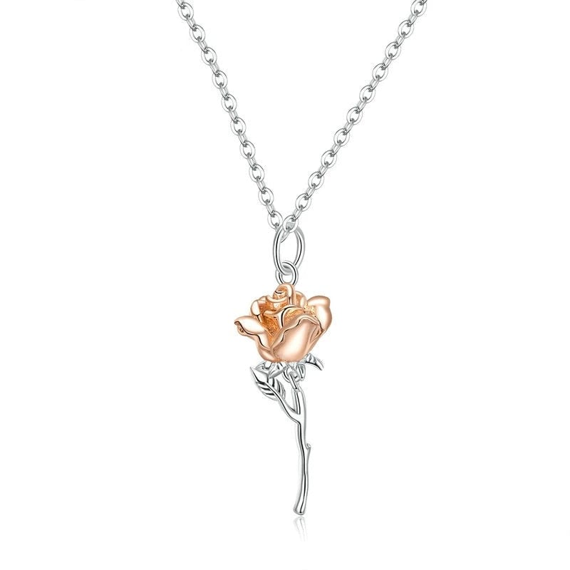 Collier Rose <titolo_esteso><span>en argent 925 plaqué or blanc et or rose ajustable</span></titolo_esteso>