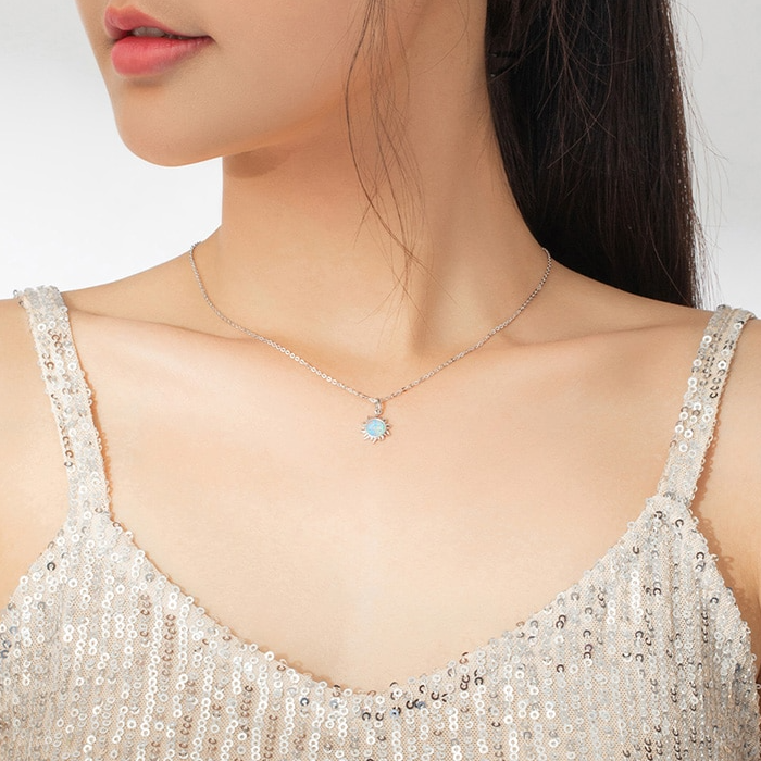 Collier Soleil <titolo_esteso><span>en argent 925 plaqué or blanc ajustable avec opale</span></titolo_esteso> - Image 2