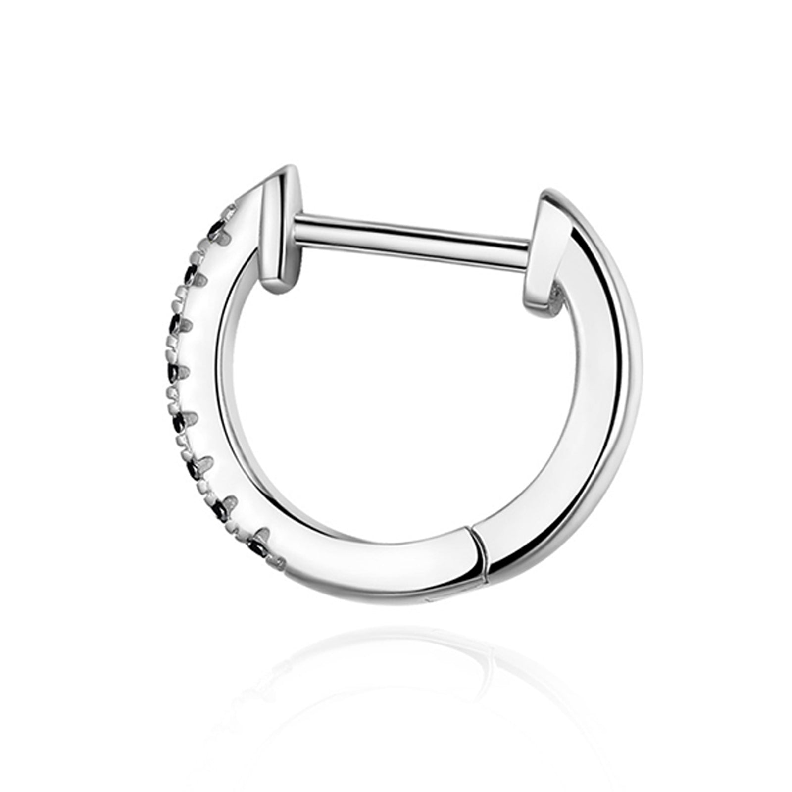Boucles d'Oreilles Créoles Brillants <titolo_esteso><span>en argent 925 plaqué or blanc avec zircons noirs</span></titolo_esteso> - Image 4