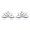Boucles d'Oreilles Fleurs de Lotus <titolo_esteso><span>en argent 925 plaqué or blanc</span></titolo_esteso>