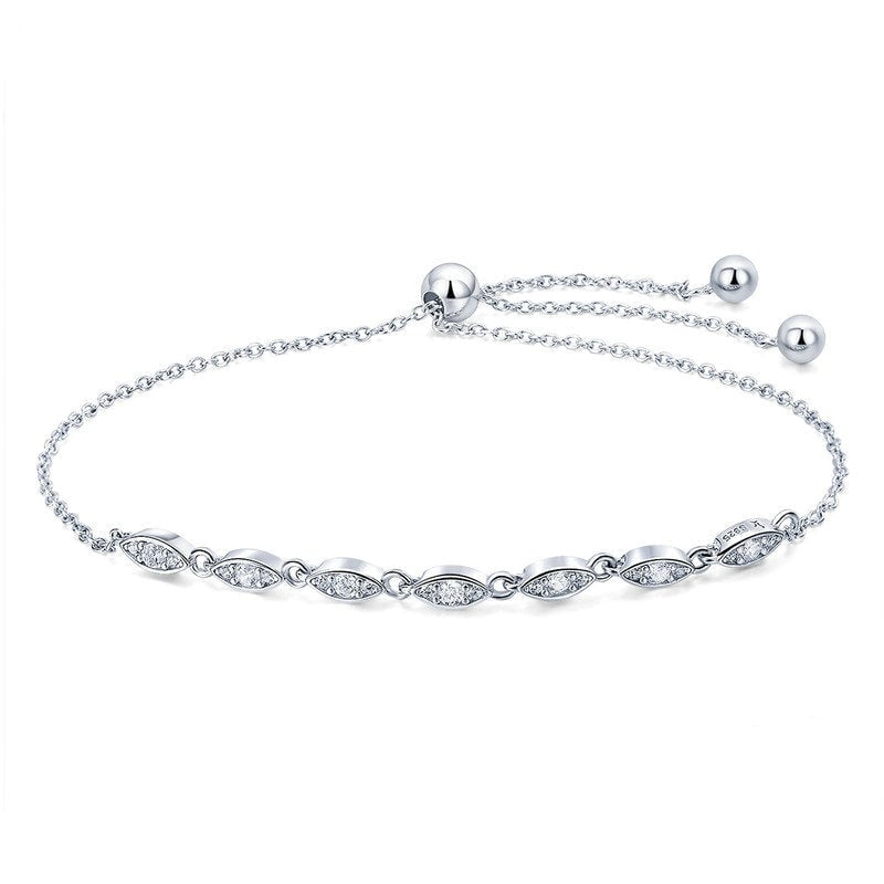 Bracelet Yeux Pétillants <titolo_esteso><span>en argent 925 plaqué or blanc ajustable avec zircons blancs</span></titolo_esteso>