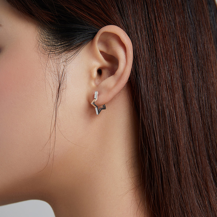 Boucles d'Oreilles Étoiles <titolo_esteso><span>en argent 925 plaqué or blanc</span></titolo_esteso> - Image 2