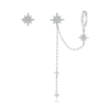 Boucles d'Oreilles Étoiles <titolo_esteso><span>en argent 925 plaqué or blanc asymétrique avec zircons blancs</span></titolo_esteso>