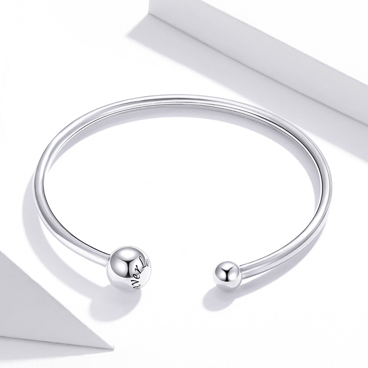 Bracelet Deux Sphères <titolo_esteso><span>jonc en argent 925 plaqué or blanc</span></titolo_esteso> - Image 3