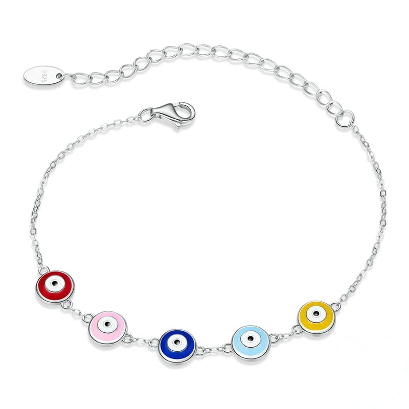 Bracelet Yeux Protecteurs <titolo_esteso><span>en argent 925 plaqué or blanc ajustable émaillé à la main</span></titolo_esteso>