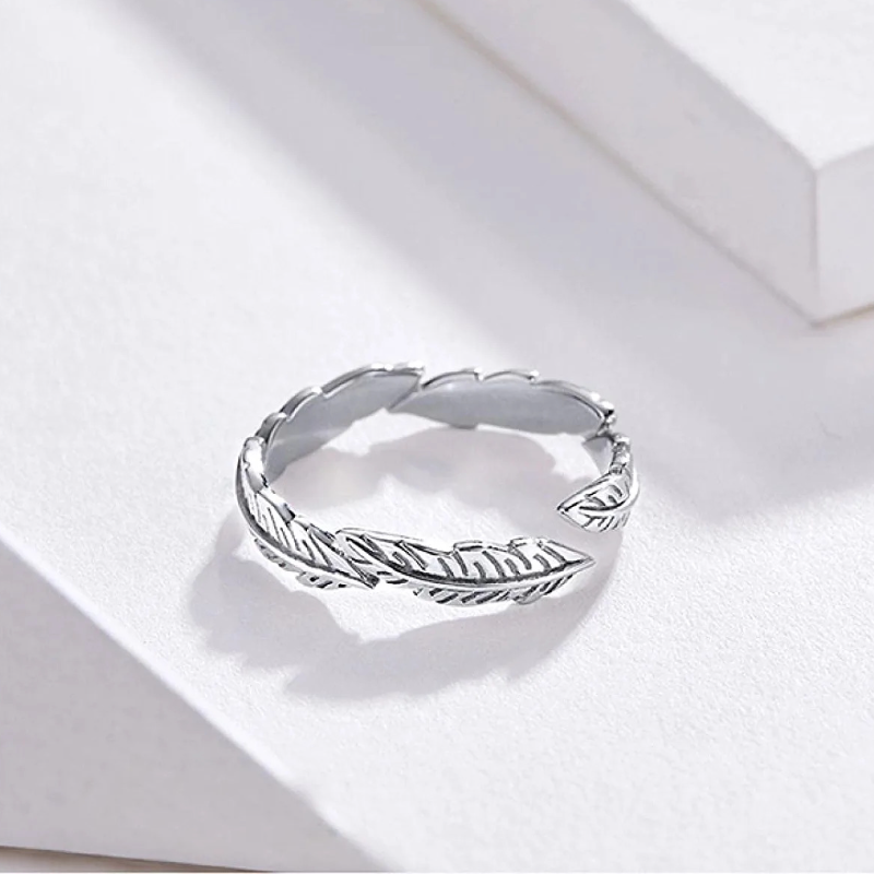 Bague Plumes <titolo_esteso><span>en argent 925 plaqué or blanc ajustable</span></titolo_esteso> - Image 6