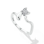 Bague Chat en argent 925 plaqué or blanc ajustable avec zircons blancs - Photo 3