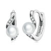 Boucles d’Oreilles Créoles Perles <titolo_esteso><span>en argent 925 plaqué or blanc avec zircons blancs</span></titolo_esteso>