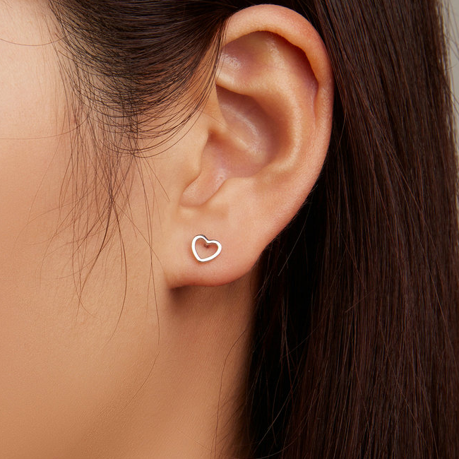 Boucles d'Oreilles Coeurs <titolo_esteso><span>en argent 925 plaqué or blanc</span></titolo_esteso> - Image 2