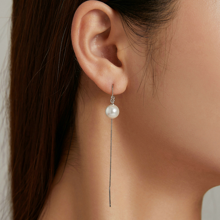 Chaînes D’oreilles Perles <titolo_esteso><span>en argent 925 plaqué or blanc avec perles</span></titolo_esteso> - Image 3