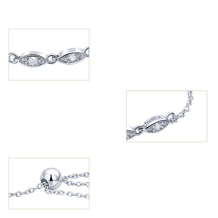 Bracelet Yeux Pétillants <titolo_esteso><span>en argent 925 plaqué or blanc ajustable avec zircons blancs</span></titolo_esteso> - Image 5