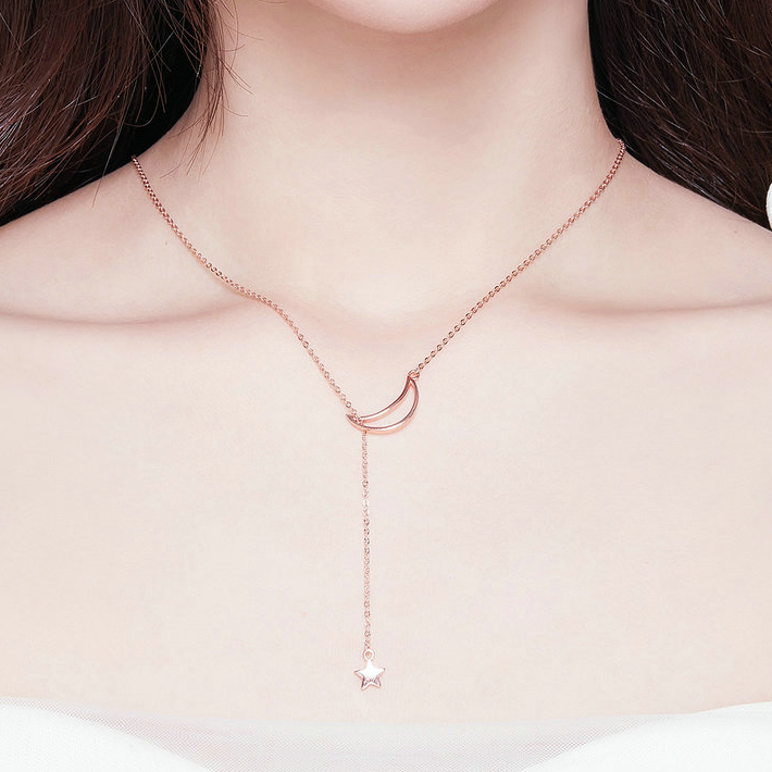 Collier Lune et Étoile <titolo_esteso><span>en argent 925 plaqué or rose</span></titolo_esteso> - Image 2