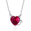 Collier Coeur Rouge <titolo_esteso><span>en argent 925 plaqué or blanc avec cornes et petite queue de diable</span></titolo_esteso>