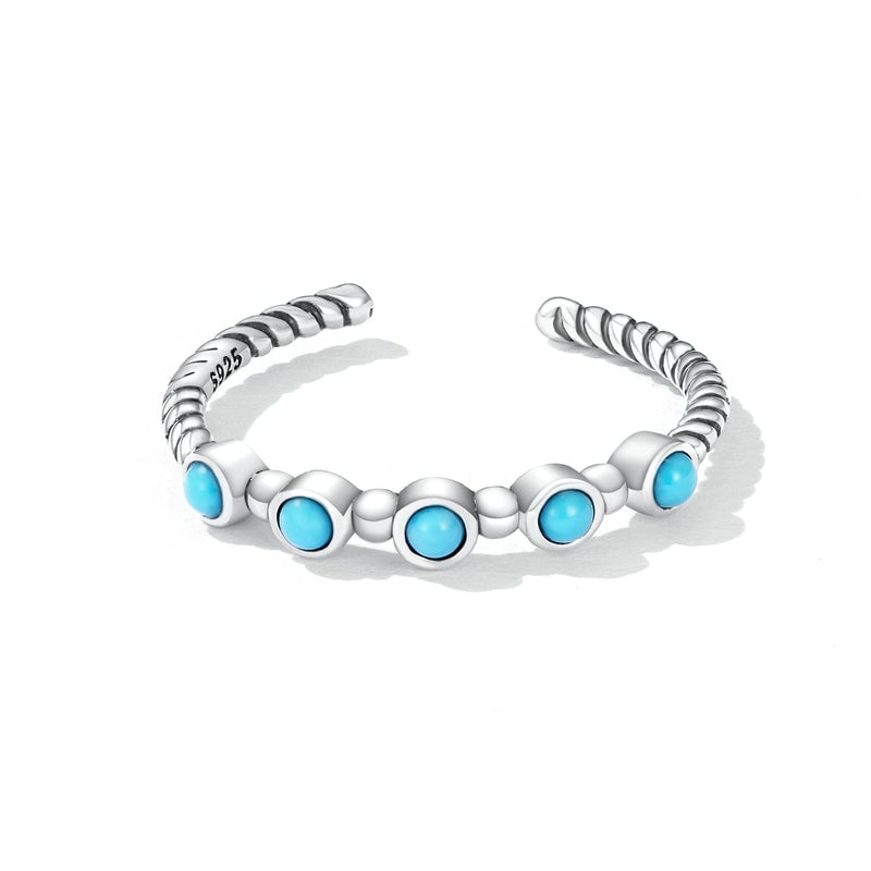 Bague Vintage Turquoise <titolo_esteso><span>en argent 925 plaqué or blanc ajustable avec pierres turquoise</span></titolo_esteso> - Image 3