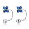 Boucles d’Oreilles Fleurs Bleues <myopt><span>Argent sterling 925 plaqué or blanc avec zircons bleus</span></myopt>