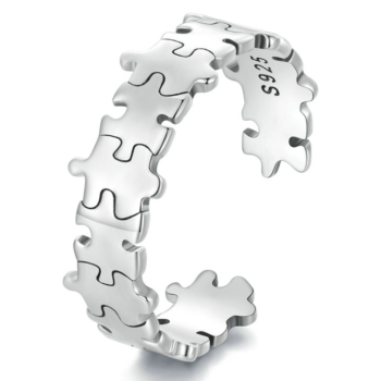 Bague Puzzle <myopt><span>Argent Sterling 925 plaqué or blanc – ajustable</span></myopt>