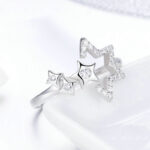 [OOS] Bague Étoiles en argent 925 plaqué or blanc ajustable avec zircons blancs - Photo 4