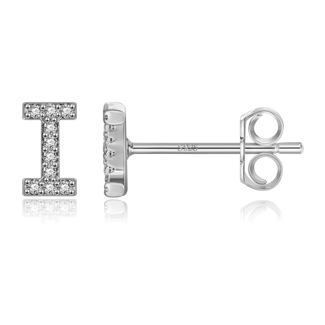 Boucles d'Oreilles Initiales <titolo_esteso><span>en argent 925 plaqué or jaune et or blanc avec zircons blancs</span></titolo_esteso> - Image 38