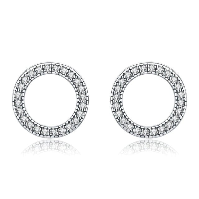 Boucles d'Oreilles Cercle Lumineux <titolo_esteso><span>en argent 925 plaqué or blanc avec zircons blancs</span></titolo_esteso> - Image 3
