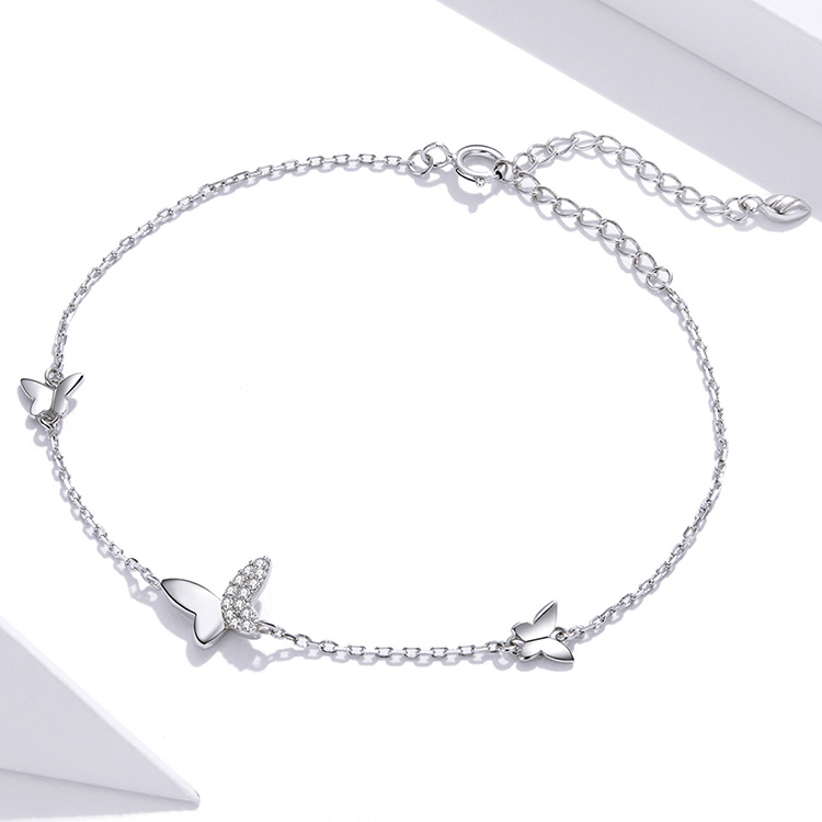 Bracelet Papillons <titolo_esteso><span>en argent 925 plaqué or blanc ajustable avec zircons blancs</span></titolo_esteso> - Image 4