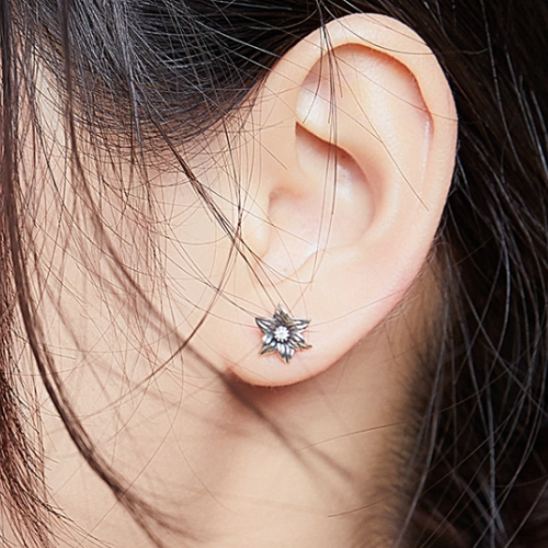 Boucles d'Oreilles Abeille et Fleur <titolo_esteso><span>en argent 925 plaqué or blanc avec zircons blancs</span></titolo_esteso> - Image 2