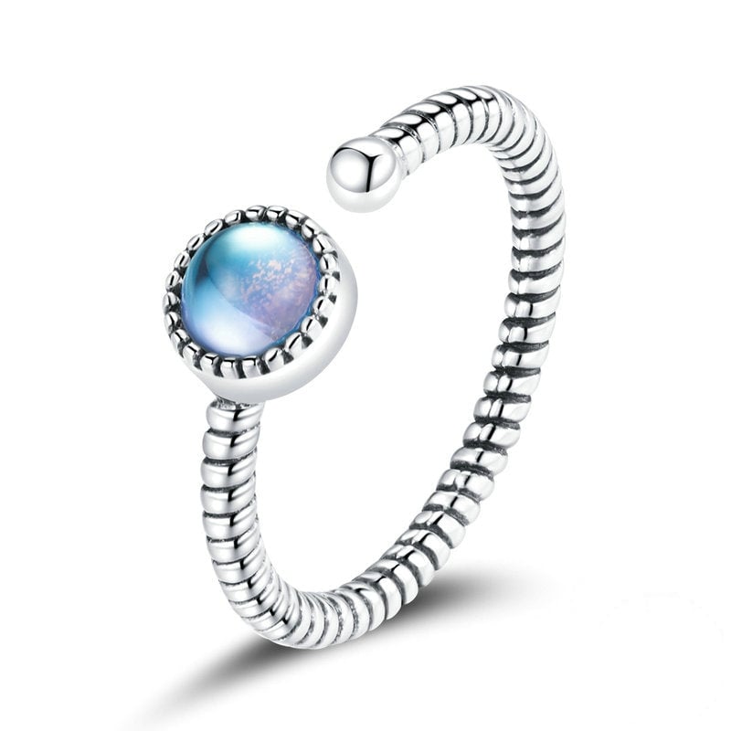Bague Pierre de Lune <titolo_esteso><span>en argent 925 plaqué or blanc ajustable avec pierre de lune</span></titolo_esteso>