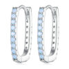 Boucles d'Oreilles Créoles Rectangles Deux Tons <titolo_esteso><span>en argent 925 plaqué or blanc avec zircons bleus et blancs</span></titolo_esteso>
