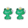 Boucles d’Oreilles Grenouille Verte <myopt><span>Puces en Argent Sterling 925 plaqué or blanc émaillé vert avec prince grenouille</span></myopt>