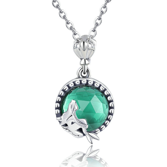 Collier Sirène <myopt><span>Argent Sterling 925 plaqué or blanc avec cristal vert d’eau</span></myopt>