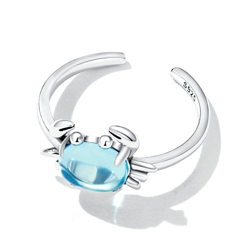Bague Crabe <titolo_esteso><span>en argent 925 plaqué or blanc ajustable avec pierre de lune</span></titolo_esteso> - Image 5