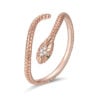 Bague Serpent Cobra Royal <titolo_esteso><span>en argent 925 plaqué or rose ajustable avec pavé de zircons blancs et verts</span></titolo_esteso>