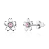 Boucles d'Oreilles Fleurs de Cerisier <titolo_esteso><span>en argent 925 plaqué or blanc avec zircons roses</span></titolo_esteso>