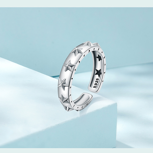 Bague Étoiles <titolo_esteso><span>en argent 925 plaqué or blanc ajustable</span></titolo_esteso> - Image 3
