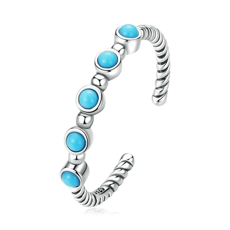 Bague Vintage Turquoise <titolo_esteso><span>en argent 925 plaqué or blanc ajustable avec pierres turquoise</span></titolo_esteso>