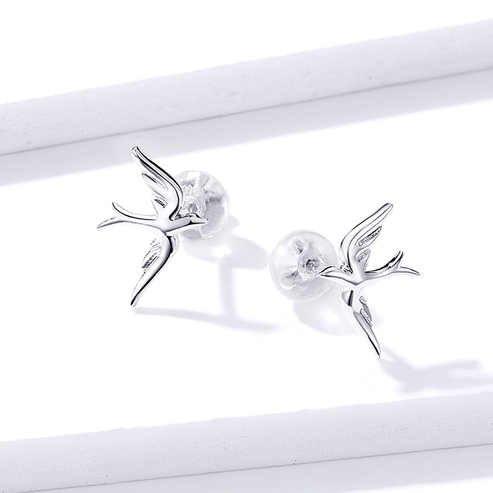 Boucles d'Oreilles Hirondelles <titolo_esteso><span>en argent 925 plaqué or blanc</span></titolo_esteso> - Image 4