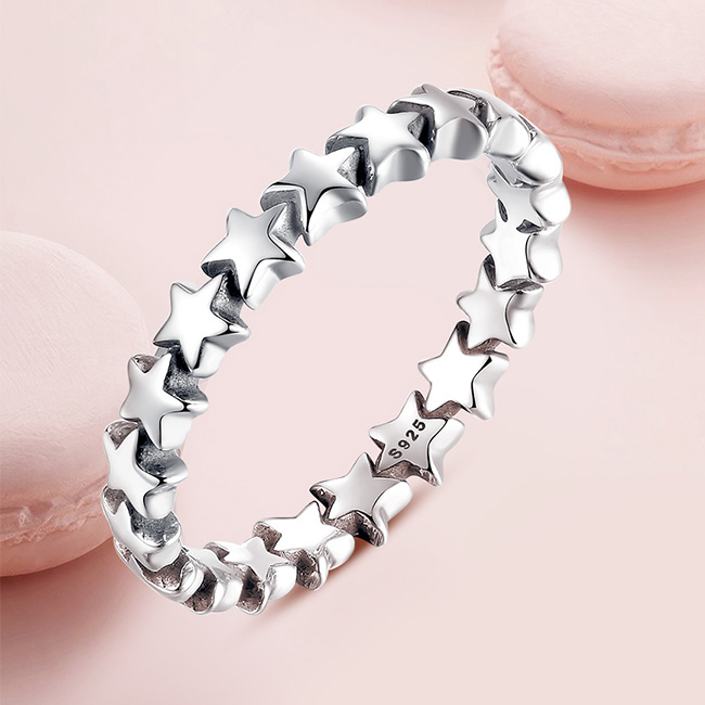 Bague Étoiles <titolo_esteso><span>en argent 925 plaqué or blanc</span></titolo_esteso> - Image 3