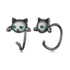 Boucles d’Oreilles Chat Noir <myopt><span>Argent Sterling 925 plaqué noir</span></myopt>