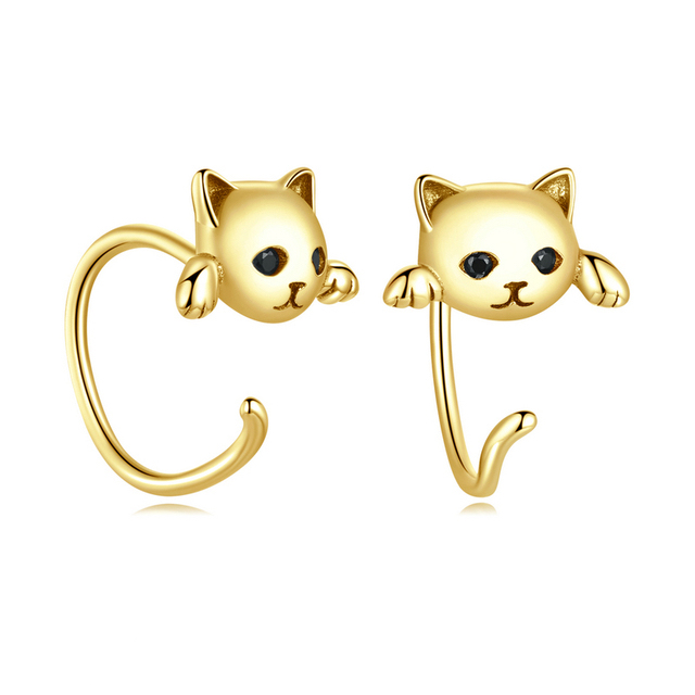 Boucles d’Oreilles Chat <myopt><span>Argent Sterling 925 plaqué or jaune</span></myopt> - Image 3