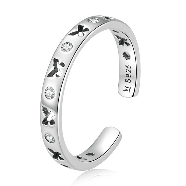 Bague Papillons <titolo_esteso><span>en argent 925 plaqué or blanc ajustable avec zircons blancs</span></titolo_esteso>