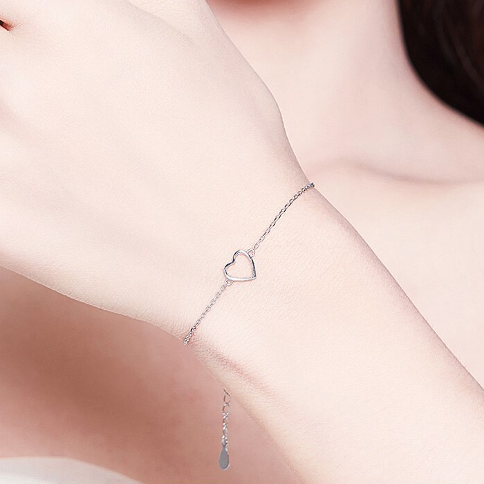 Bracelet Coeur <titolo_esteso><span>en argent 925 plaqué or blanc ajustable</span></titolo_esteso> - Image 2