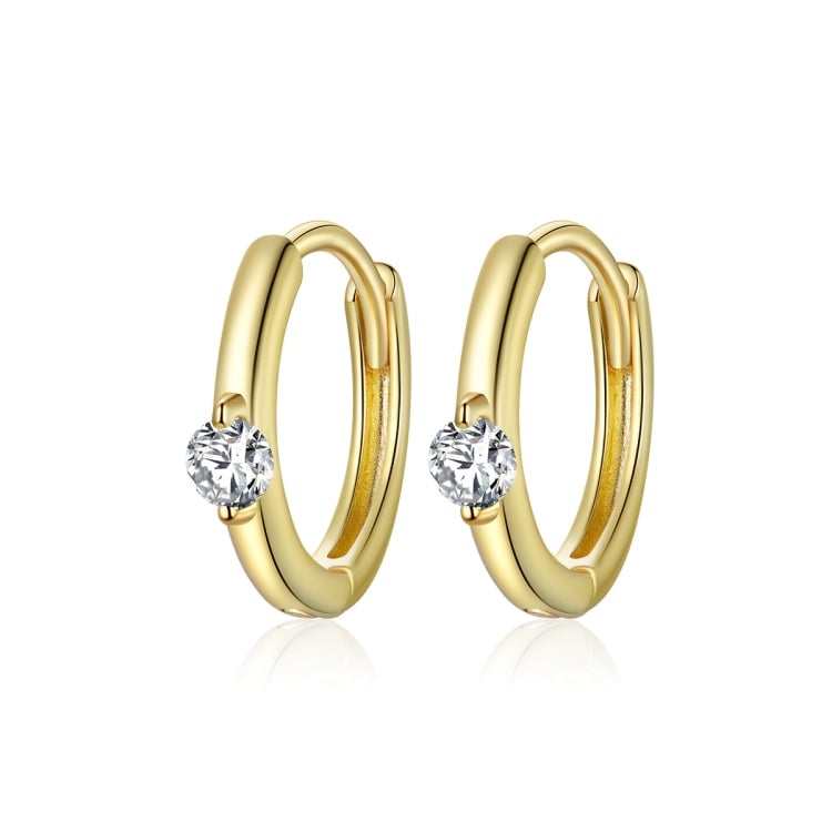 Boucles d'Oreilles Créoles Point Lumineux <titolo_esteso><span>en argent 925 plaqué or jaune avec zircons blancs</span></titolo_esteso>