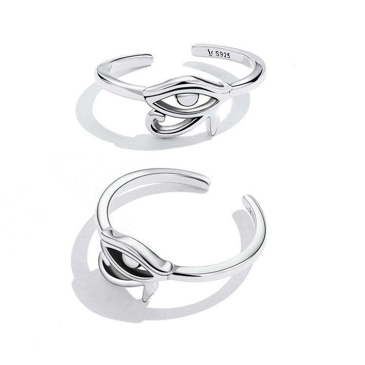 Bague Oeil d'Horus <titolo_esteso><span>en argent 925 plaqué or blanc ajustable</span></titolo_esteso> - Image 4
