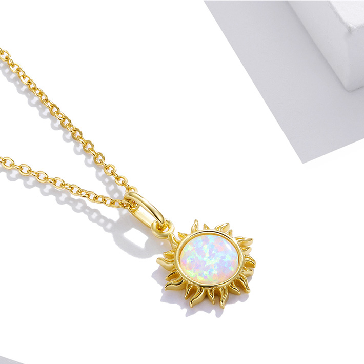 Collier Soleil <titolo_esteso><span>en argent 925 plaqué or jaune ajustable avec opale</span></titolo_esteso> - Image 4