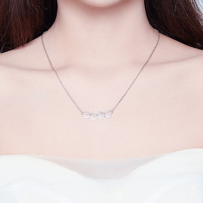 Collier Pattes <titolo_esteso><span>en argent 925 plaqué or blanc ajustable</span></titolo_esteso> - Image 2