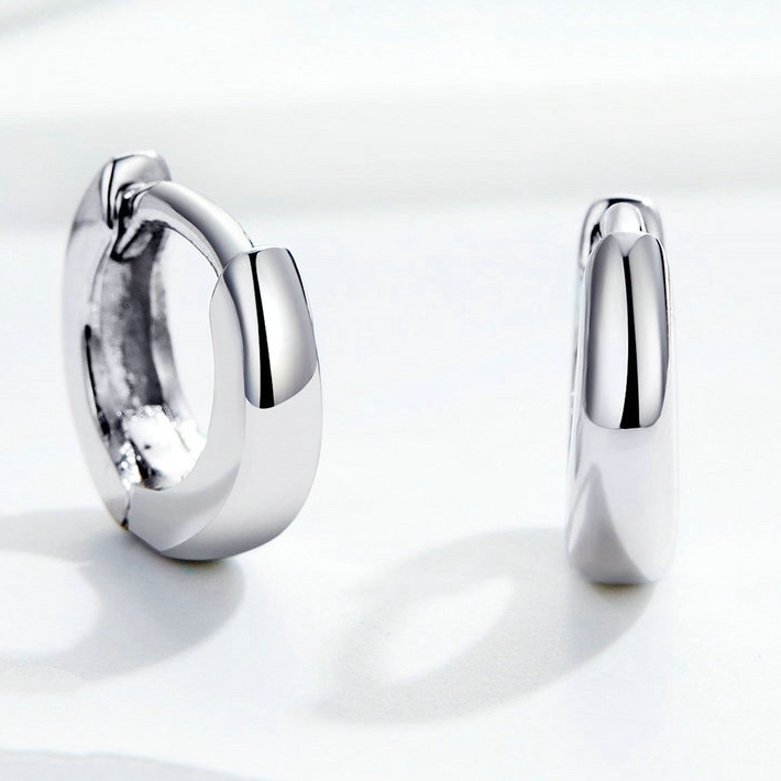 Boucles d'Oreilles Petit Créoles Lisses <titolo_esteso><span>en argent 925 plaqué or blanc</span></titolo_esteso> - Image 4