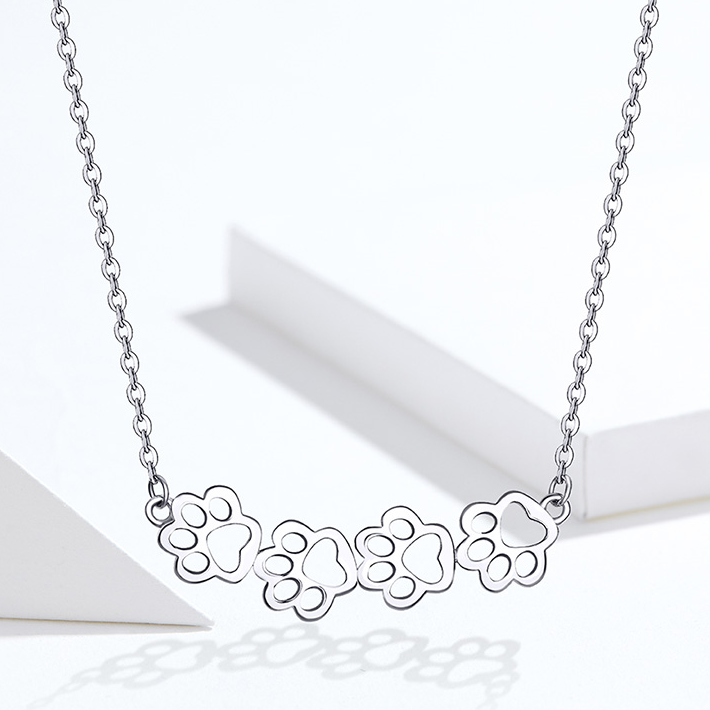 Collier Pattes <titolo_esteso><span>en argent 925 plaqué or blanc ajustable</span></titolo_esteso> - Image 3