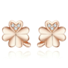 Boucles d'Oreilles Trèfle à Quatre Feuilles <titolo_esteso><span>en argent 925 plaqué or rose avec zircons blancs</span></titolo_esteso>